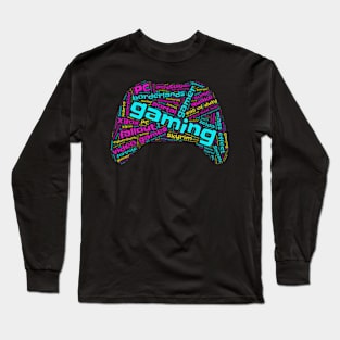 Gaming Wordcloud for Darker Backgrounds Long Sleeve T-Shirt